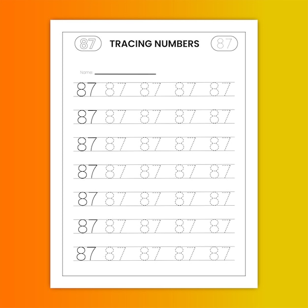 Numbers tracing worksheet for children