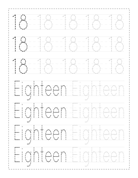 ベクトル 子供や幼稚園の学生のための数字トレースワークシート
