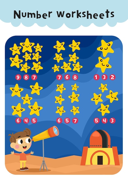 Numbers-werkblad voor kinderen numbers-werkblad numbers matching-pagina