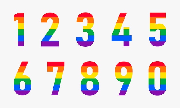 Vector numbers with pride lgbtq flag pattern vector illustration perfect for your rainbow identity transgender banner gays and lesbians posters bisexual design etc