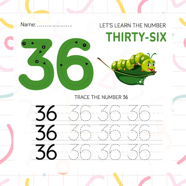 Vector numbers worksheet for kids