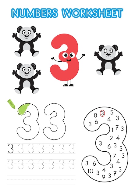 Numbers worksheet for preschoolers Numbers activity Numbers learning exercises