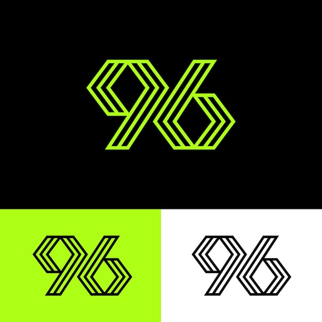Vector numer 96 ambigram lijnkunst symbool icoon plat logo voorraad vectorontwerp