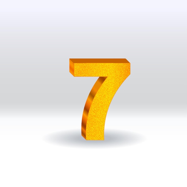 Numeral 7 Golden balloon number 7 isolated on white background gold style 3D style vector illustrat