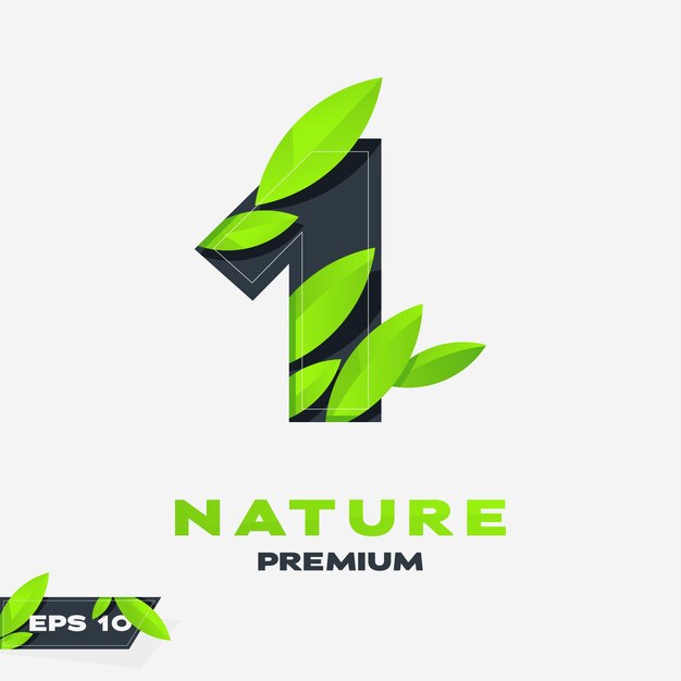 Numeric 1 Nature Leaves Logo