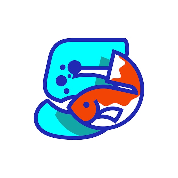 数字の 5 魚のロゴ