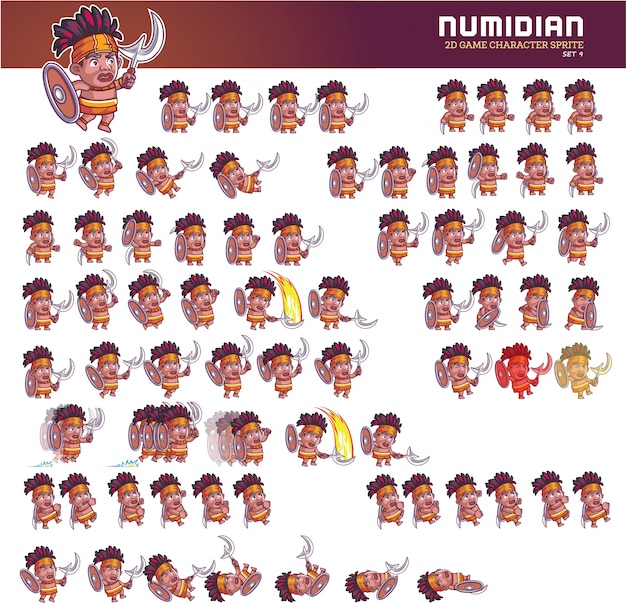 Numidian cartoon game character animation sprite