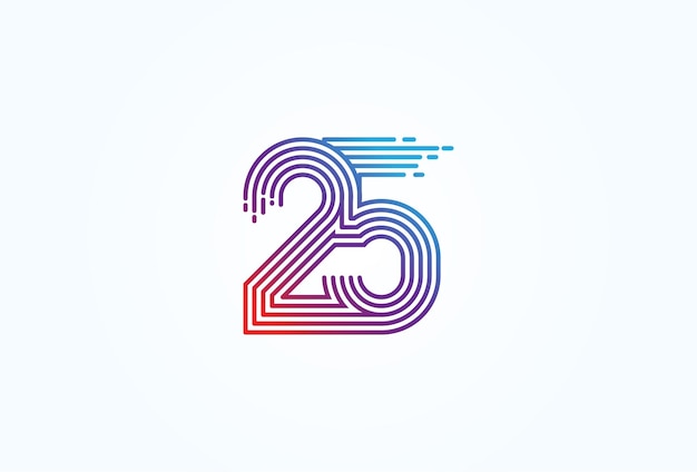 Nummer 25 monogram lijnstijl bruikbaar voor jubileum bedrijfslogo's en technische logo's