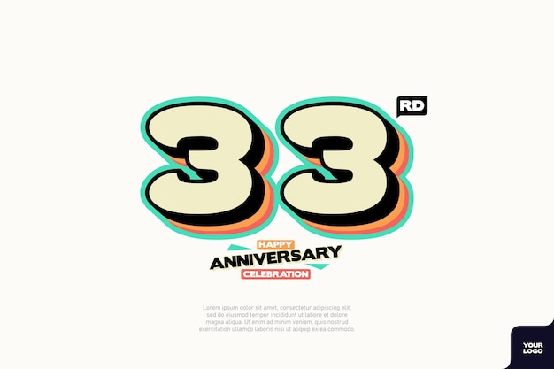 Nummer 33 logo pictogram ontwerp 33e verjaardag logo nummer verjaardag 33