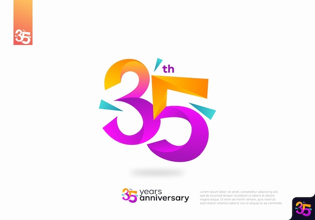 Nummer 35 logo pictogram ontwerp, 35e verjaardag logo nummer, verjaardag 35