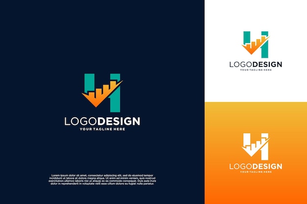 Nummer 4 Logoontwerp van de financiële grafiek Logotype van de boekhoudkundige bedrijfsfinanciering