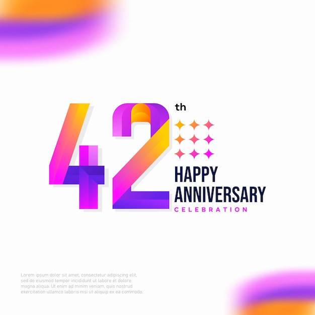 Nummer 42 logo pictogram ontwerp, 42 jaar verjaardag logo nummer, verjaardag 42