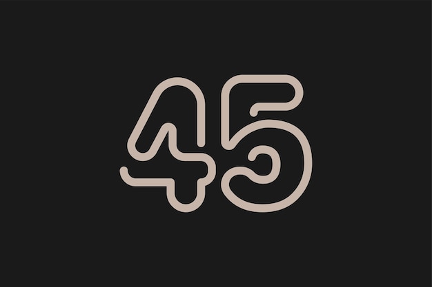 Nummer 45 logo monogram nummer 45 logo lijnstijl bruikbaar voor jubileum- en bedrijfslogo's