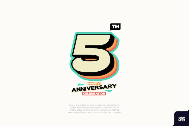 Nummer 5 logo pictogram ontwerp 5e verjaardag logo nummer verjaardag 5