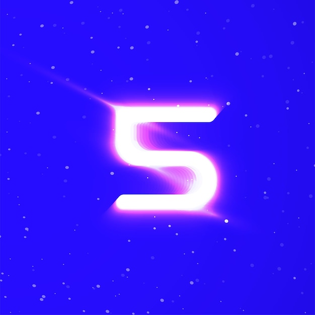 Vector nummer 5 symbool uniek super gloeiend neonbord vector licht uitbarsting ontwerpelement nummer vijf