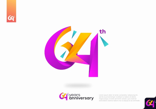 Vector nummer 64 logo pictogram ontwerp, 64e verjaardag logo nummer, verjaardag 64