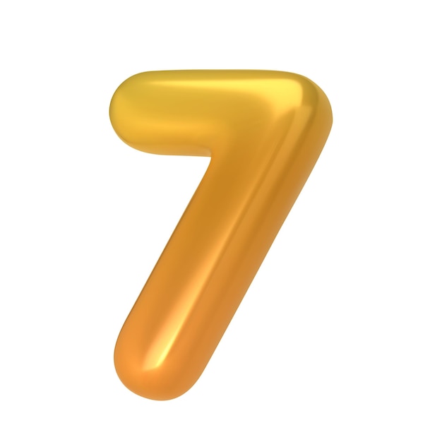 Nummer 7 Folie- en latexballon nummer zeven in 3D-stijl Realistische ontwerpelementen geïsoleerd op witte achtergrond Vectorillustratie