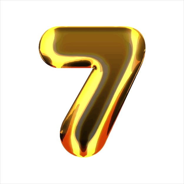Nummer 7 Gouden ballon nummer 7 geïsoleerd op witte achtergrond gouden stijl 3D stijl vector illustratie