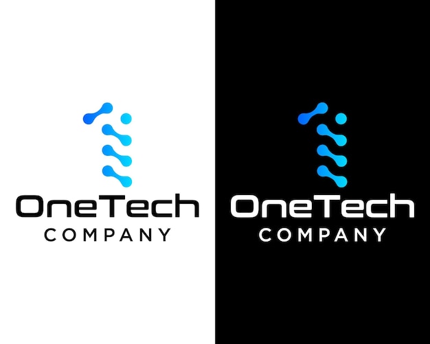Nummer één technologie verbinding logo ontwerp