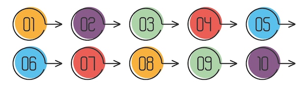 Nummer Infographic Opsommingstekens 1 tot 10 Vector Pijl Vormnummers Pijl Infographic Nummers