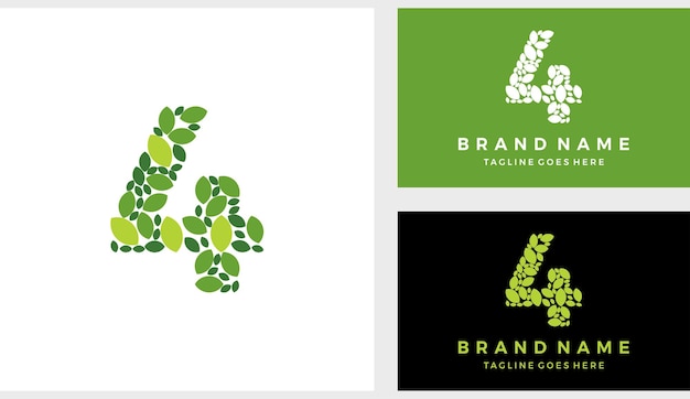 Nummer vier 4 eco verlaat logo pictogram vector