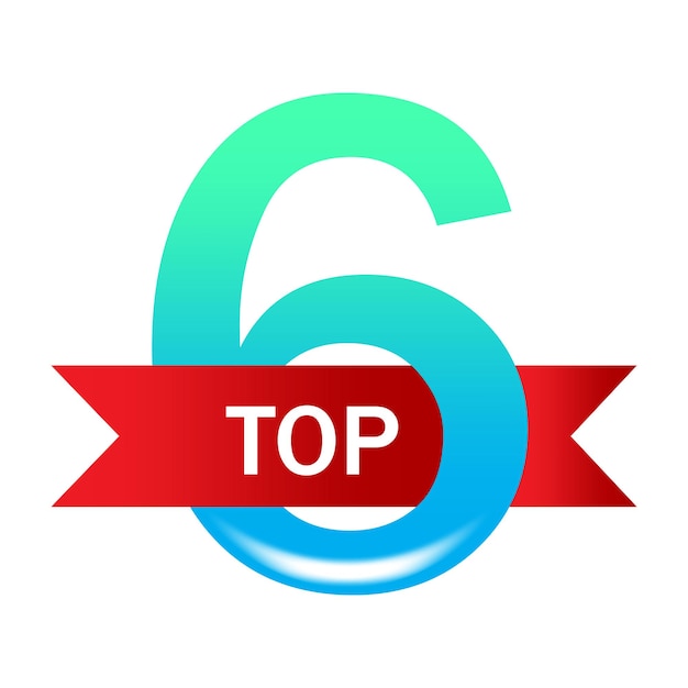 Nummer zes highlight Rood TOP lint Gradiënt numerieke vorm Vector winnaar embleem