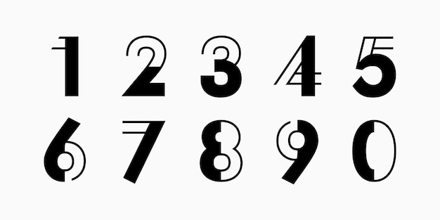 Nummerset vector lettertype alfabet modern dynamisch plat ontwerp met briljant kleurrijk voor uw uniek