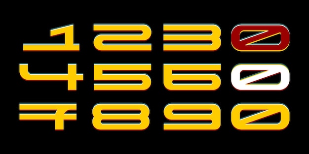 Nummerset vector lettertype alfabet modern dynamisch plat ontwerp met briljant kleurrijk voor uw uniek