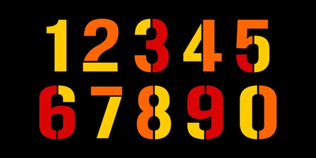 Nummerset vector lettertype alfabet moderne dynamische platte ontwerp vector illustratie getallen