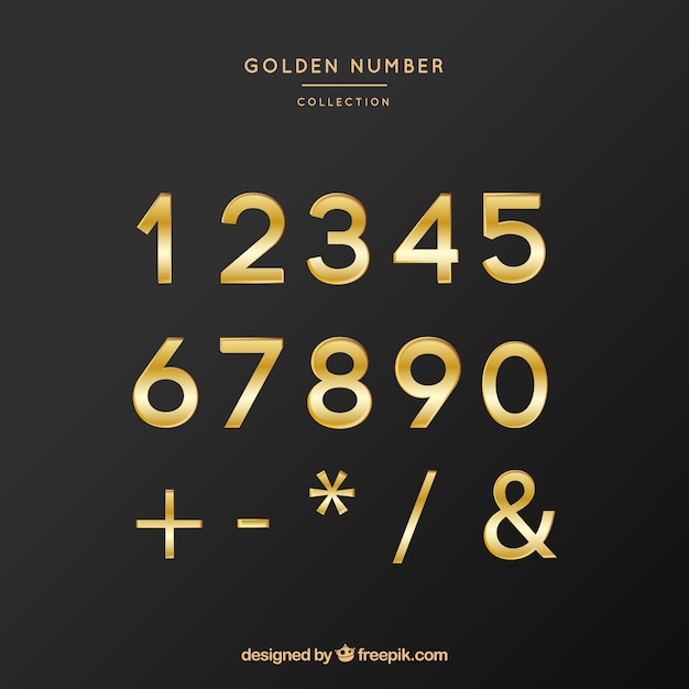 Vector nummerverzameling met gouden stijl