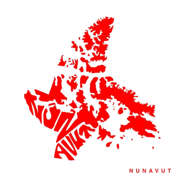 Nunavut map lettering art Nunavut map typography