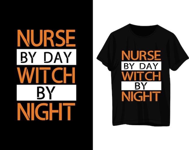 Infermiera di giorno, strega di notte, design della maglietta di halloween