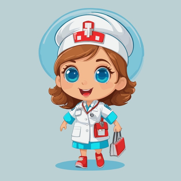 Nurse cartoon vector on a white background