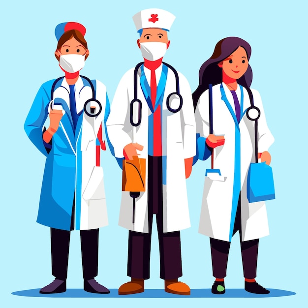 Vector nurse characters collection in vector