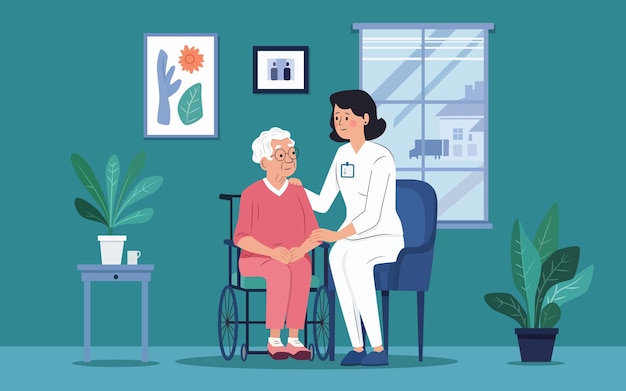 nurse comforting an elderly patient