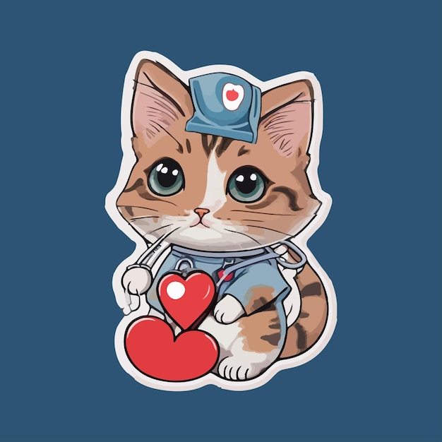 nurse cute cat Sticker Design