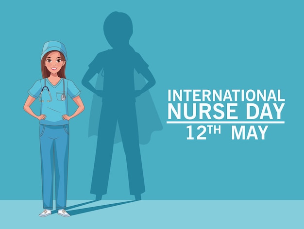 Vector nurse day celebrating hero silhouette
