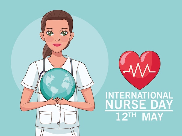 Nurse day lettering with heart