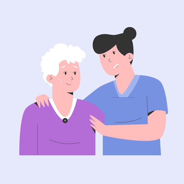 Nurse doing home care to senior