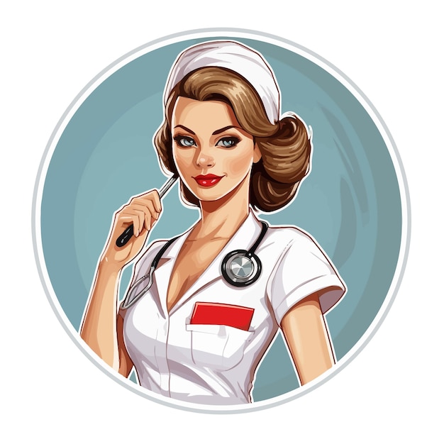 ベクトル nurse_keeps_blank_in_circle_sticker