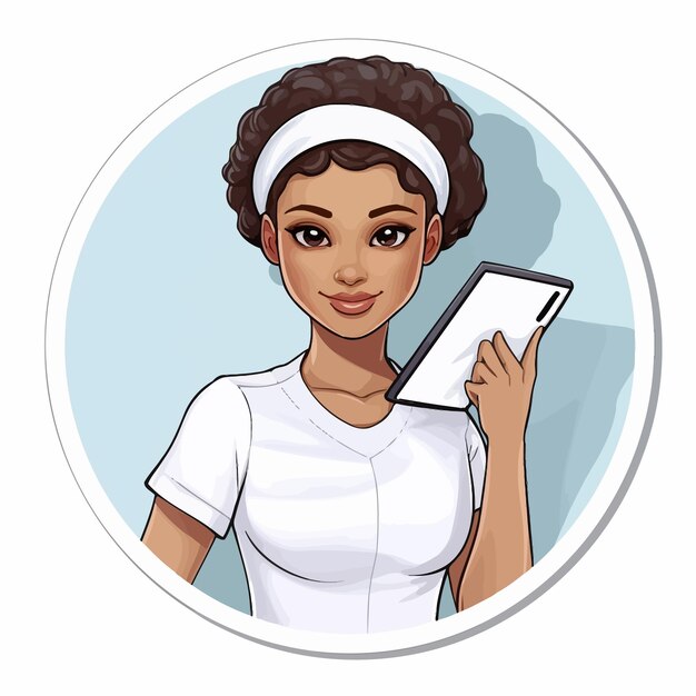 Vector nurse_keeps_blank_in_circle_sticker