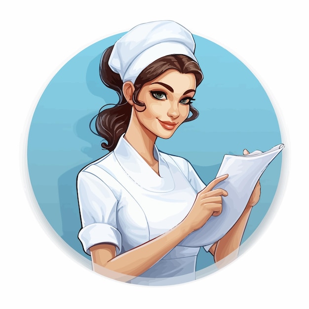 Vettore nurse_keeps_blank_in_circle_sticker