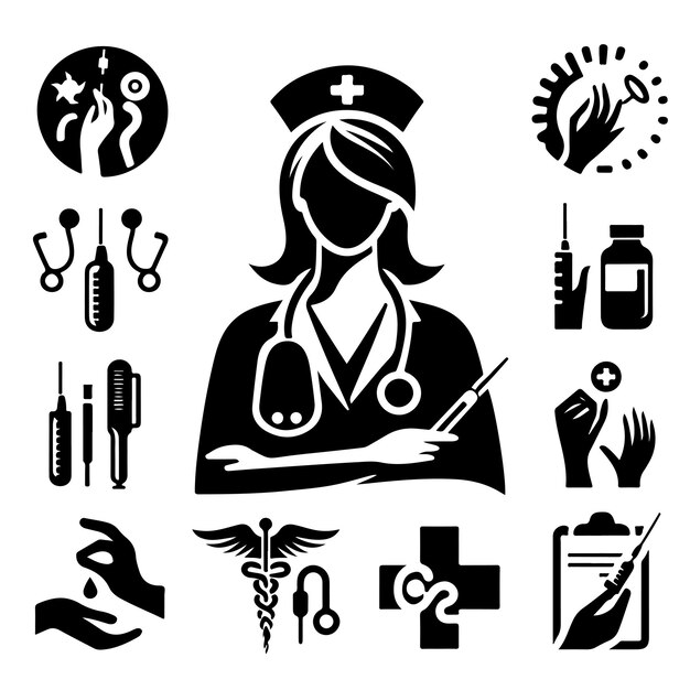 Vector nurse logo concept silhouette vector