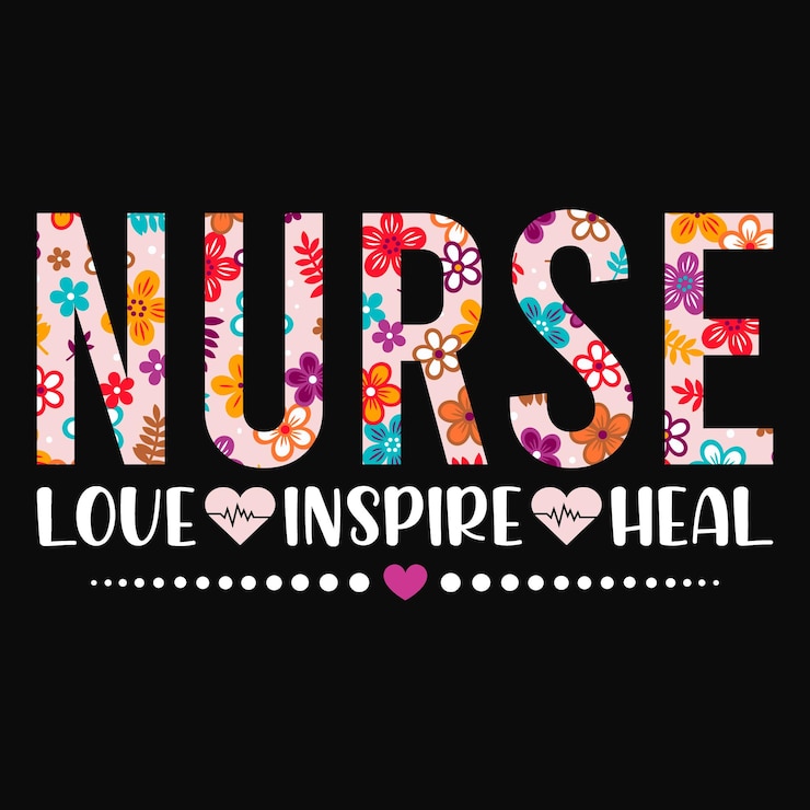 Vector nurse love inspire heal nurse sublimation t shirt design groovy nurse design