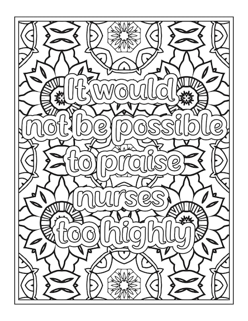 Pagina del libro da colorare di citazioni dell'infermiera per adulti
