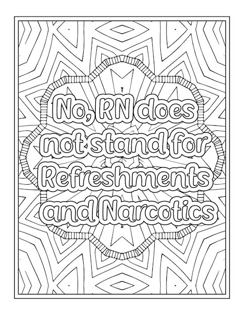 Nurse quotes coloring book page for adult