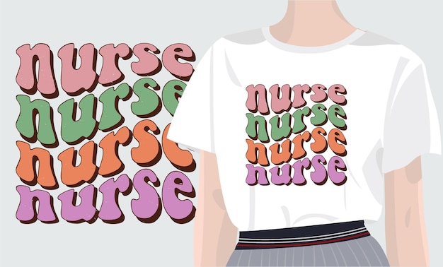 Vector nurse rainbow retro sublimation design for tshirts tote bags cards frame artwork etc