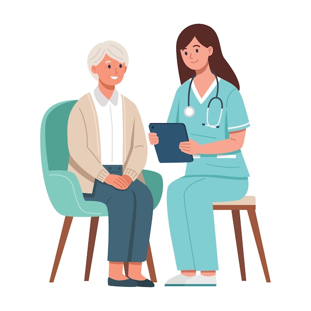 nurse and senior patient consultation