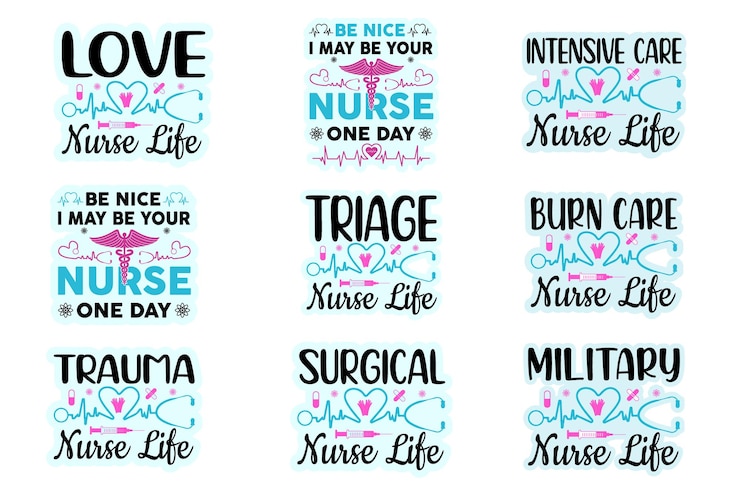 Vector nurse stickers quotes svg cut files nurse typography t shirt design