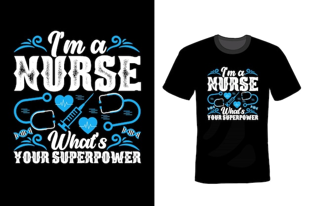 Винтажная типография дизайна футболки медсестры